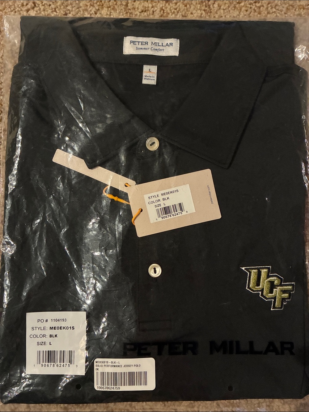 NEW & FACTORY SEALED Peter Millar UCF Knights Polo – Men’s Large